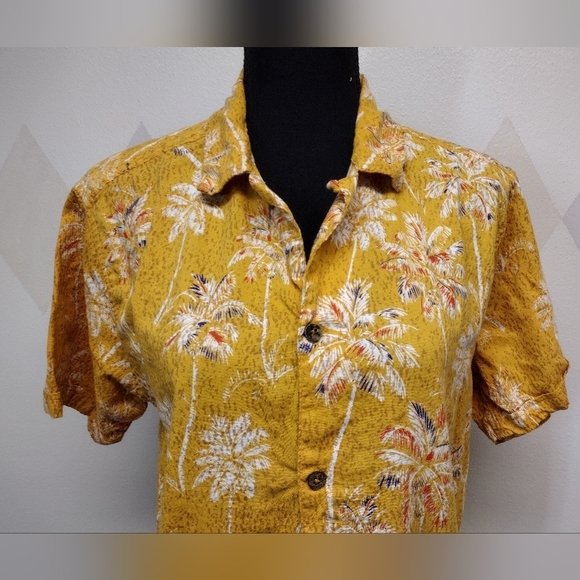 Pacific Blue rust tone and white short sleeve tropical Hawaiian print ahirt - Picture 2 of 8